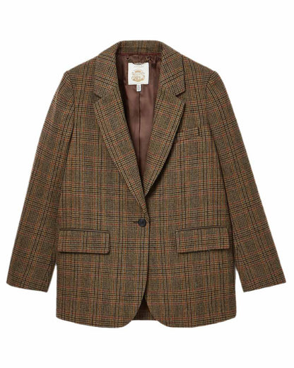 Roston Tweed Coloured Joules Womens Hackmore Relaxed Fit Wool Blend Tweed Blazer on white background 