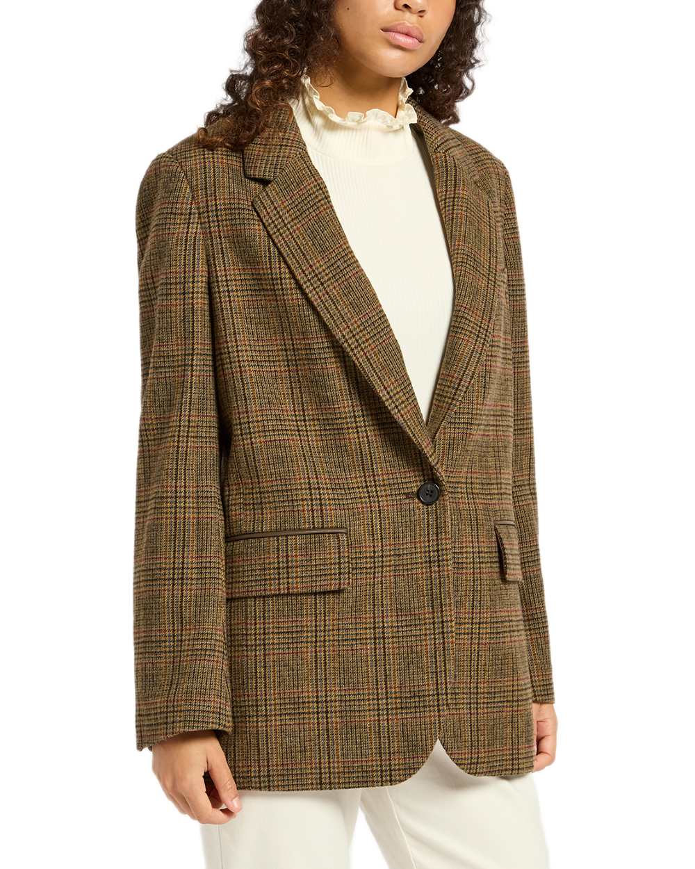 Roston Tweed Coloured Joules Womens Hackmore Relaxed Fit Wool Blend Tweed Blazer on white background 