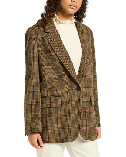 Roston Tweed Coloured Joules Womens Hackmore Relaxed Fit Wool Blend Tweed Blazer on white background 