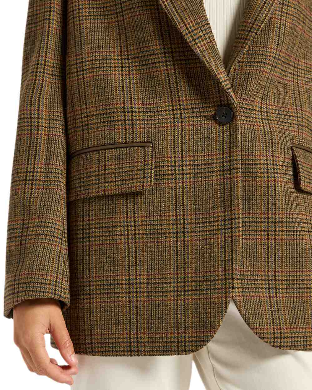 Roston Tweed Coloured Joules Womens Hackmore Relaxed Fit Wool Blend Tweed Blazer on white background 