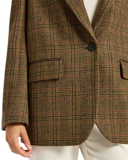 Roston Tweed Coloured Joules Womens Hackmore Relaxed Fit Wool Blend Tweed Blazer on white background 