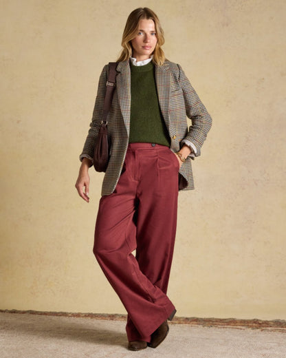 Elton Tweed coloured Joules Womens Hackmore Tweed Blazer on tan background 