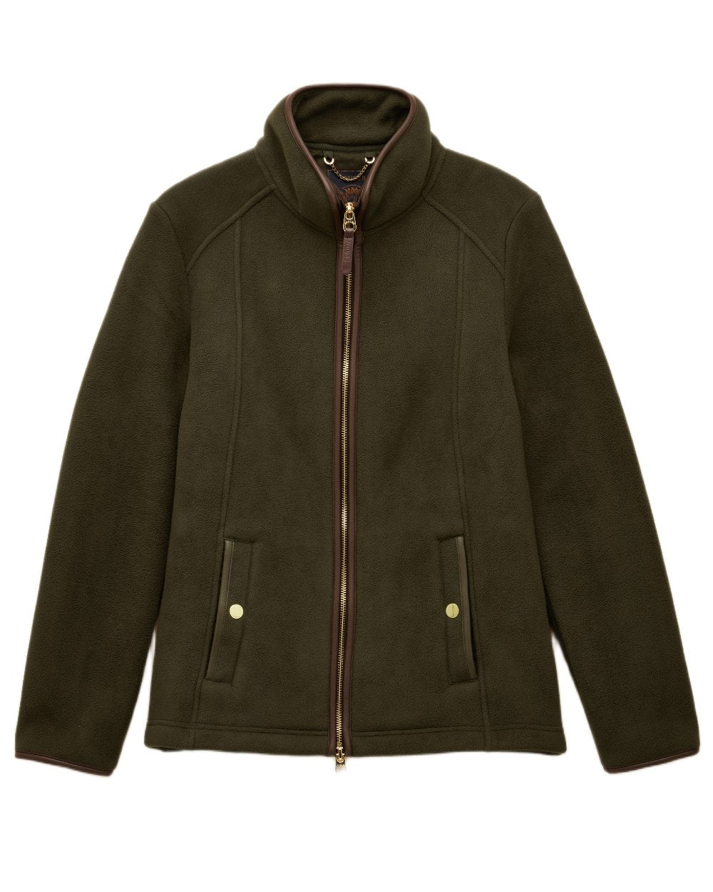 Green Coloured Joules Womens Heritage Full Zip Through Fleece on white background 