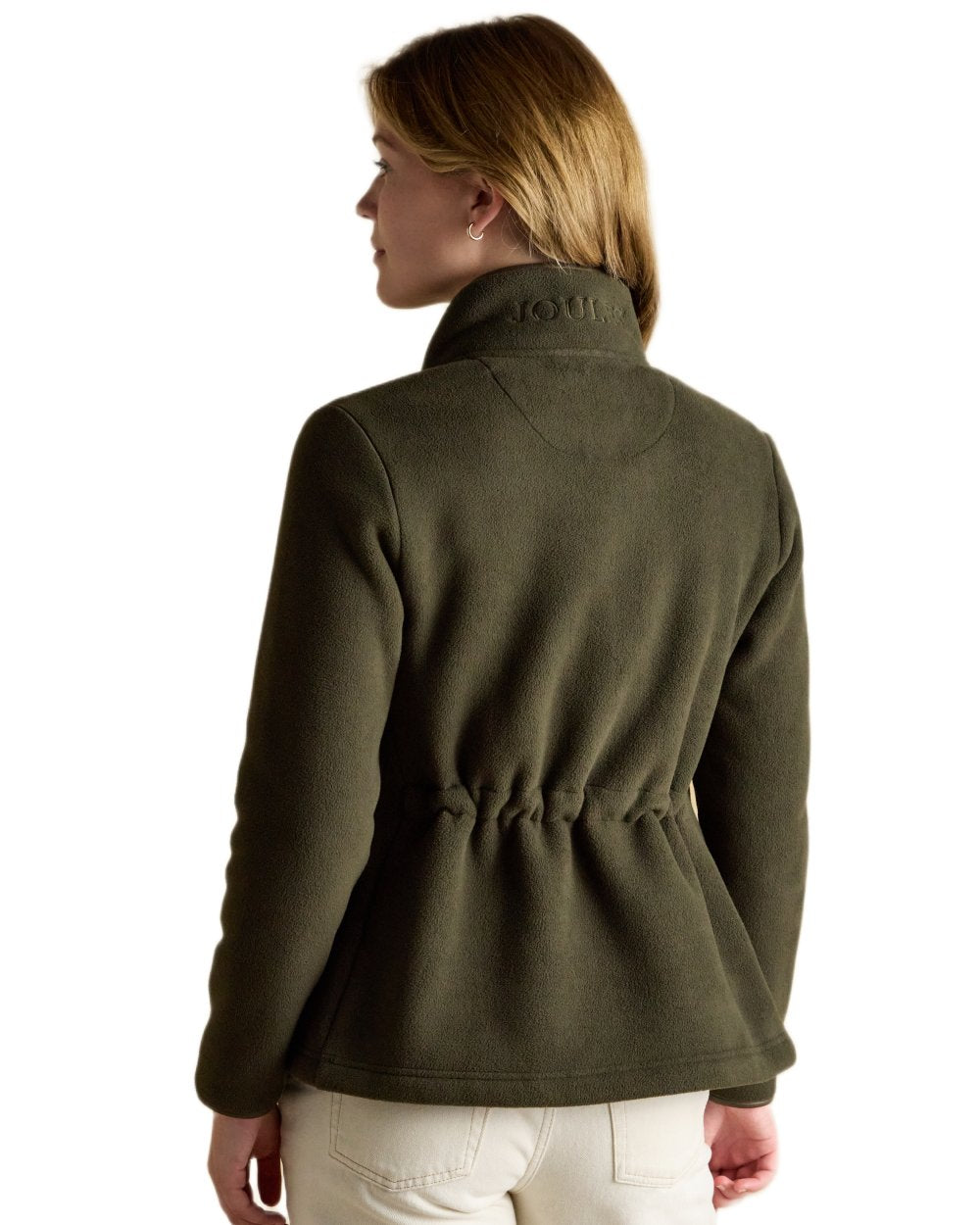 Green Coloured Joules Womens Heritage Full Zip Through Fleece on white background 