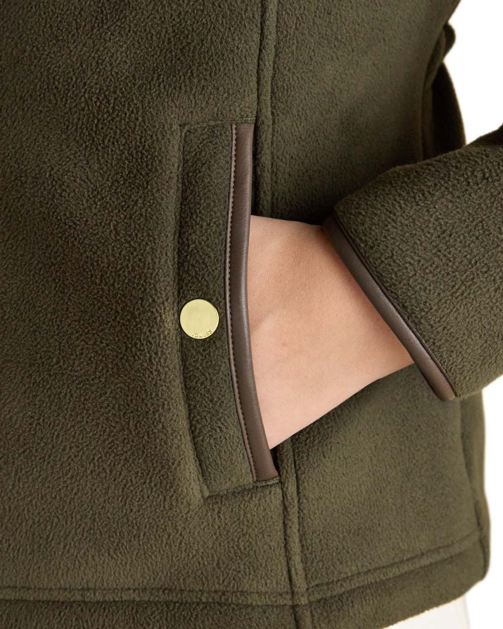 Green Coloured Joules Womens Heritage Full Zip Through Fleece on white background 