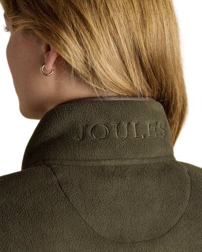 Green Coloured Joules Womens Heritage Full Zip Through Fleece on white background 
