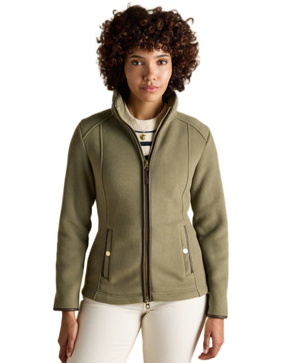 Light Green Coloured Joules Womens Heritage Full Zip Through Fleece on white background 