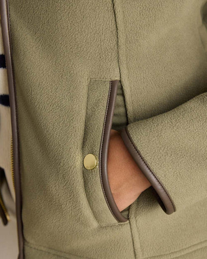 Light Green Coloured Joules Womens Heritage Full Zip Through Fleece on white background 