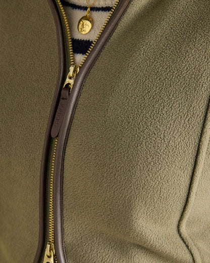 Light Green Coloured Joules Womens Heritage Full Zip Through Fleece on white background 