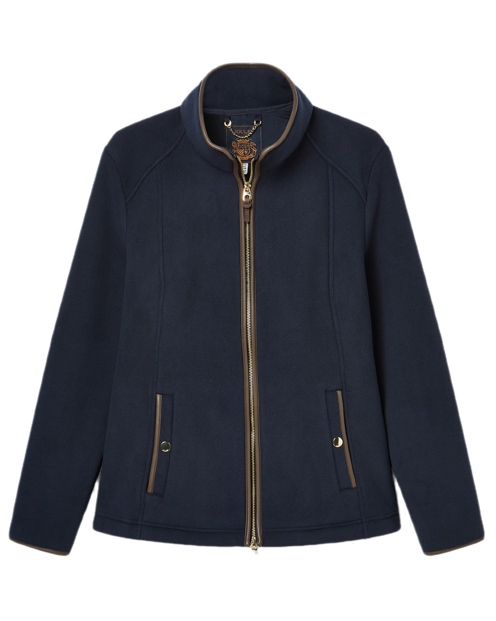 Navy Coloured Joules Womens Heritage Full Zip Through Fleece on white background 