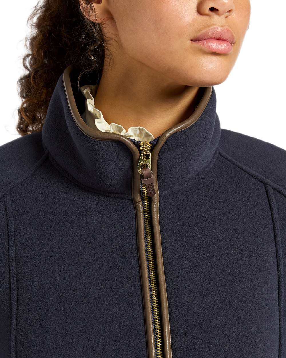 Navy Coloured Joules Womens Heritage Full Zip Through Fleece on white background 