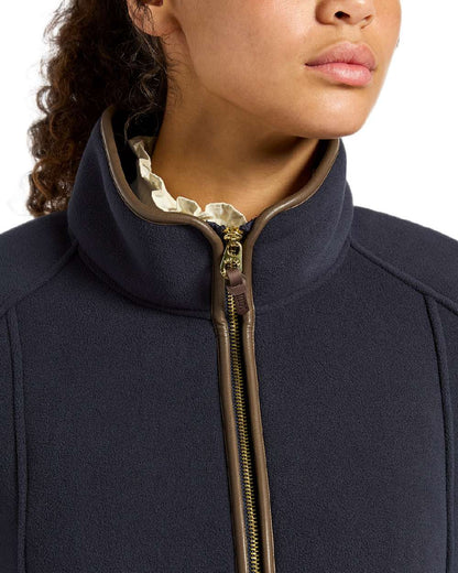 Navy Coloured Joules Womens Heritage Full Zip Through Fleece on white background 