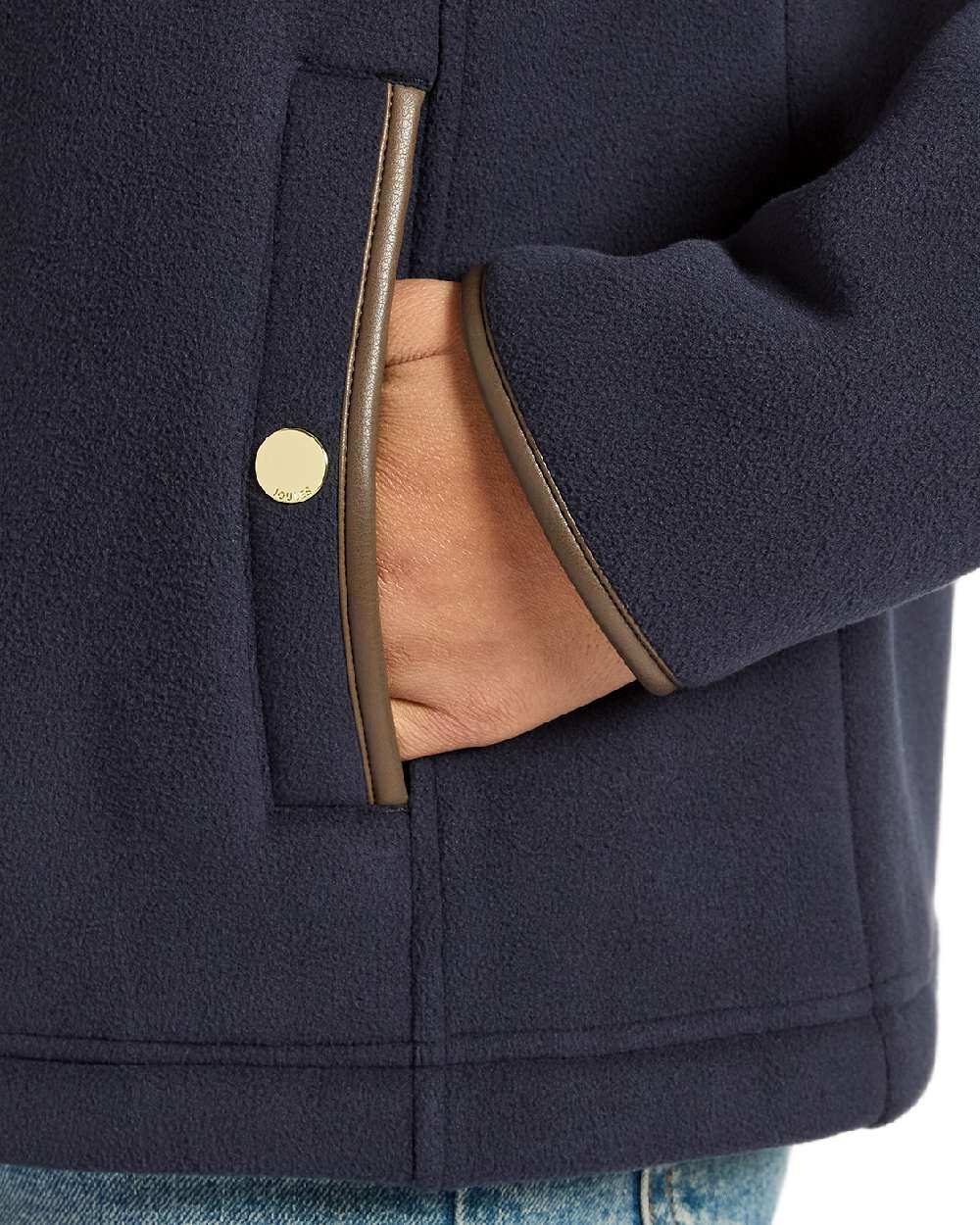 Navy Coloured Joules Womens Heritage Full Zip Through Fleece on white background 