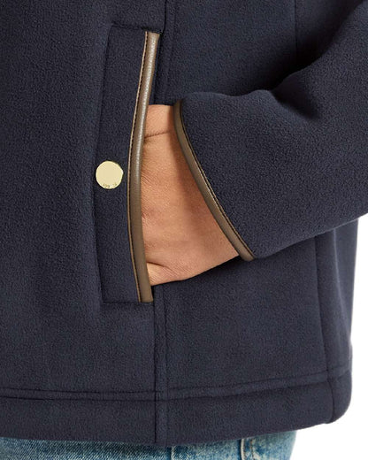 Navy Coloured Joules Womens Heritage Full Zip Through Fleece on white background 