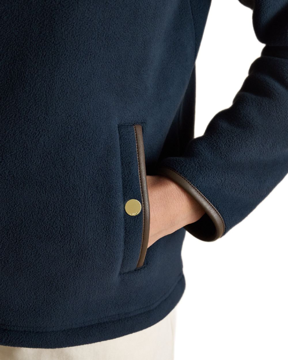 Navy Coloured Joules Womens Heritage Quarter Zip Fleece on white background 