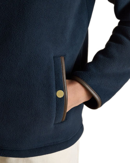 Navy Coloured Joules Womens Heritage Quarter Zip Fleece on white background 