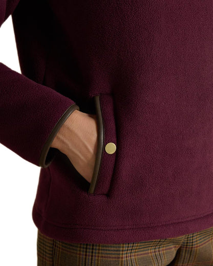 Wine Red Coloured Joules Womens Heritage Quarter Zip Fleece on white background 