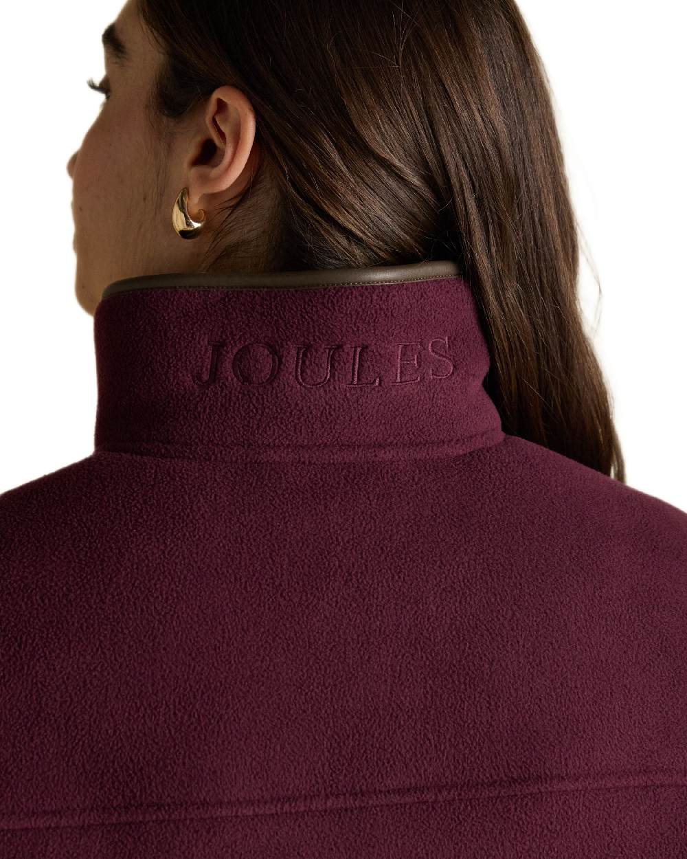 Wine Red Coloured Joules Womens Heritage Quarter Zip Fleece on white background 