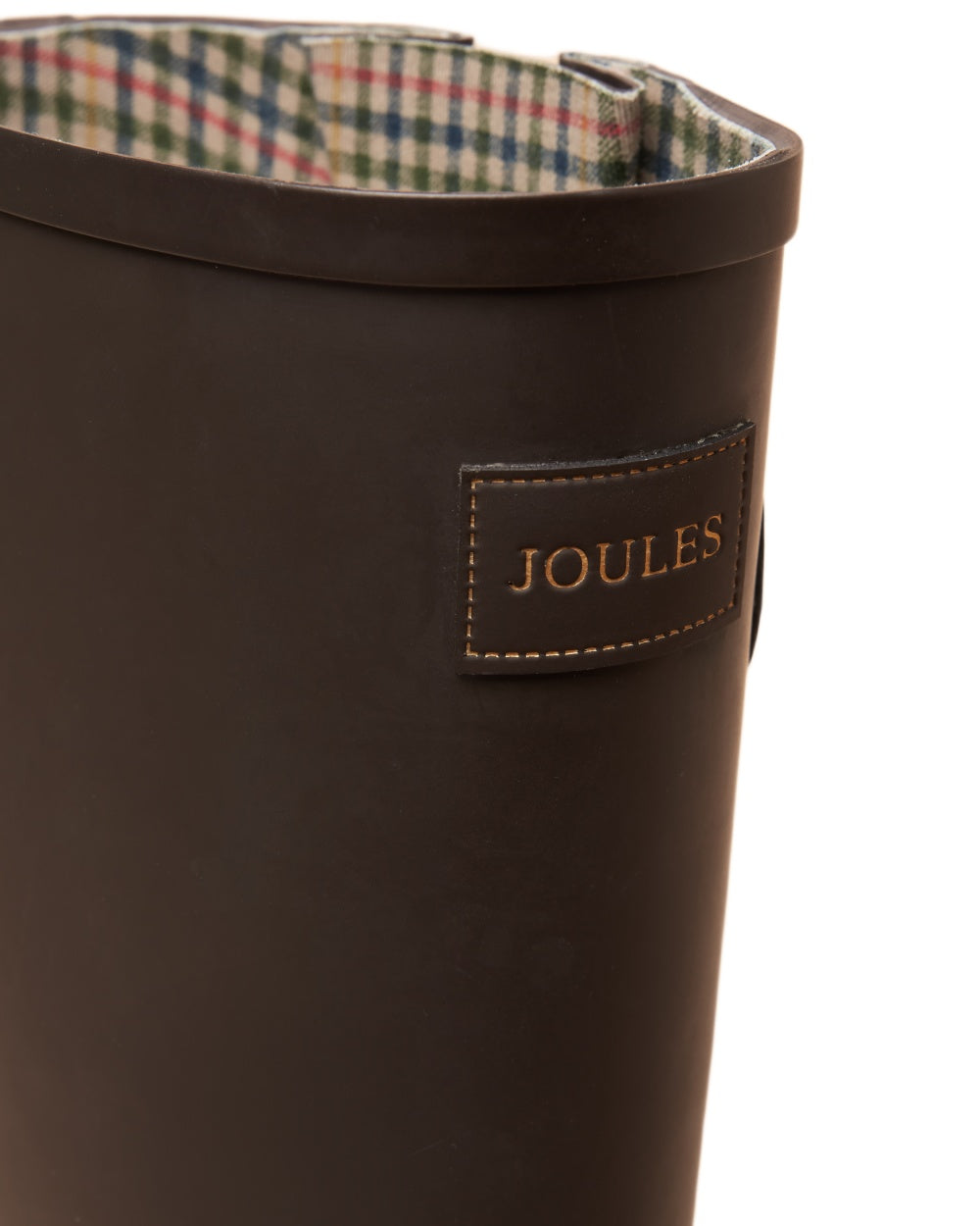 Chocolate Brown Coloured Joules Womens Houghton Adjustable Tall Wellies on white background 
