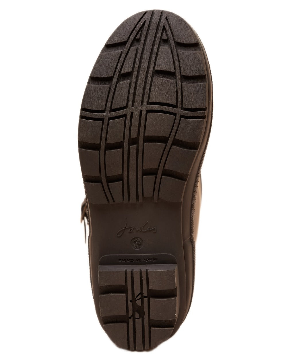 Chocolate Brown Coloured Joules Womens Houghton Adjustable Tall Wellies on white background 