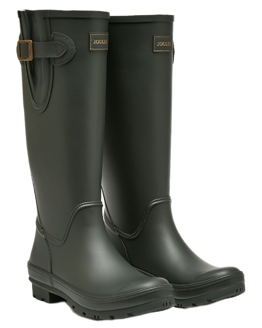 Green Coloured Joules Womens Houghton Adjustable Tall Wellies on white background 