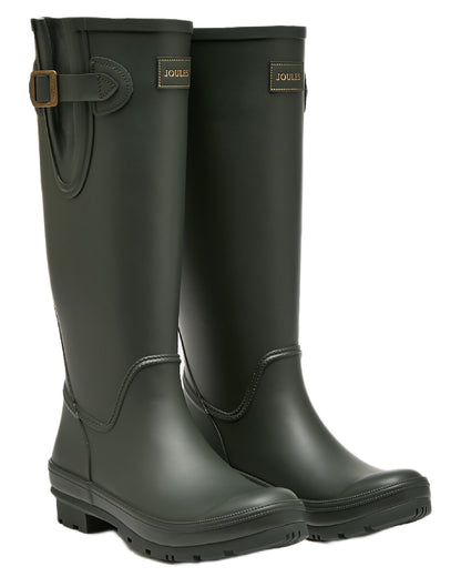 Green Coloured Joules Womens Houghton Adjustable Tall Wellies on white background 