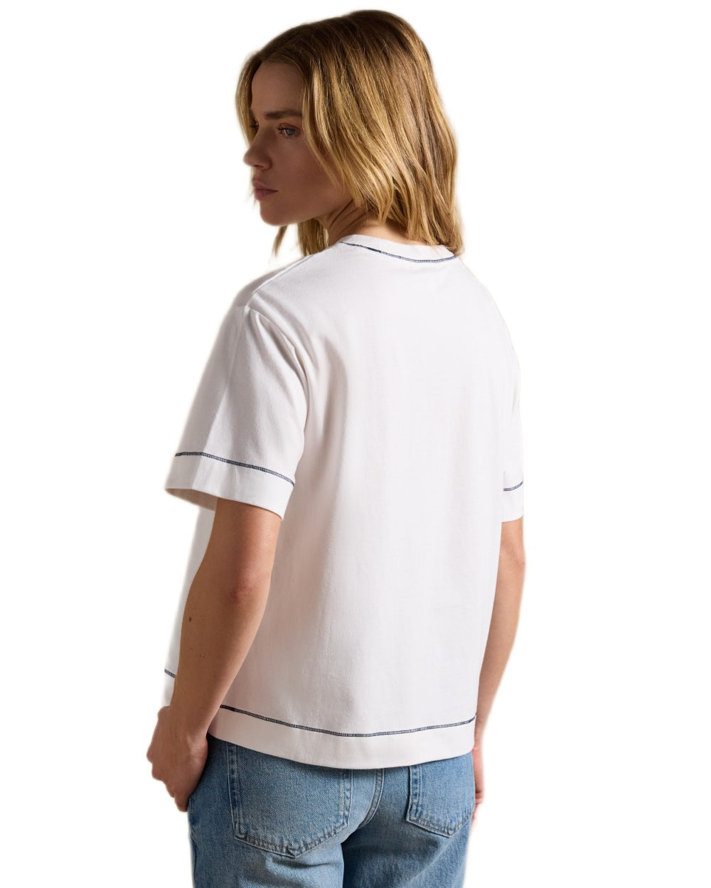 White coloured Joules Womens Jonty Graphic T-Shirt on white background 