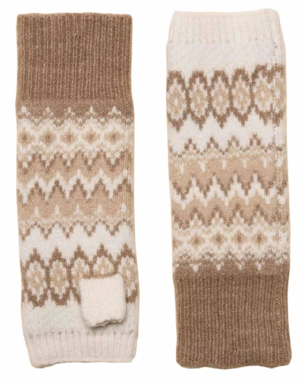 Neutral Coloured Joules Womens Kara Fairisle Glove on White Background 