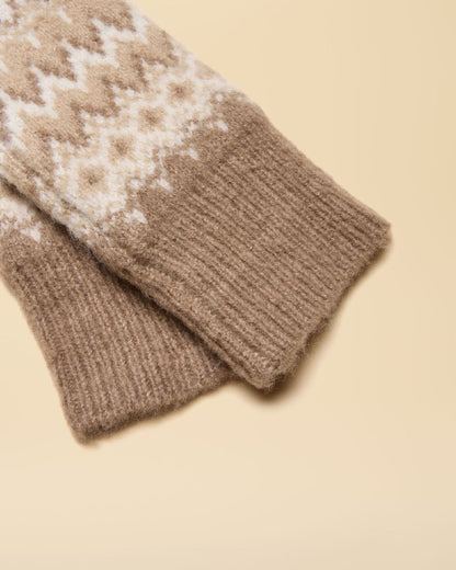 Neutral Coloured Joules Womens Kara Fairisle Glove on Beige Background 