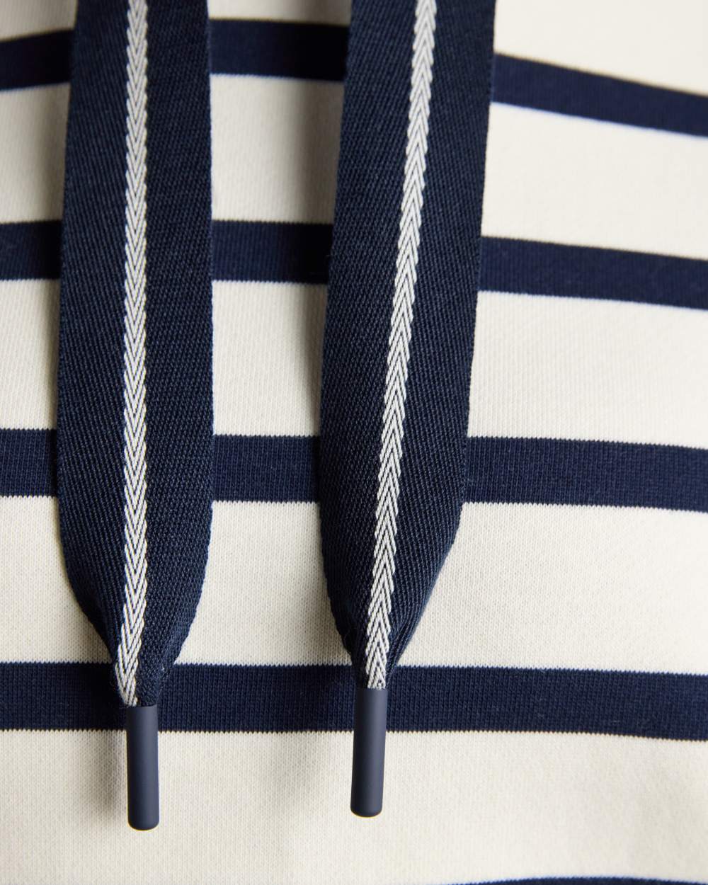 Cream Navy Stripe coloured Joules Womens Milbourne Hoodie on white background 