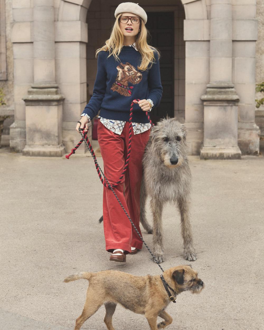 Navy Coloured Joules Womens Monty Dog Jumper on outdoor background 