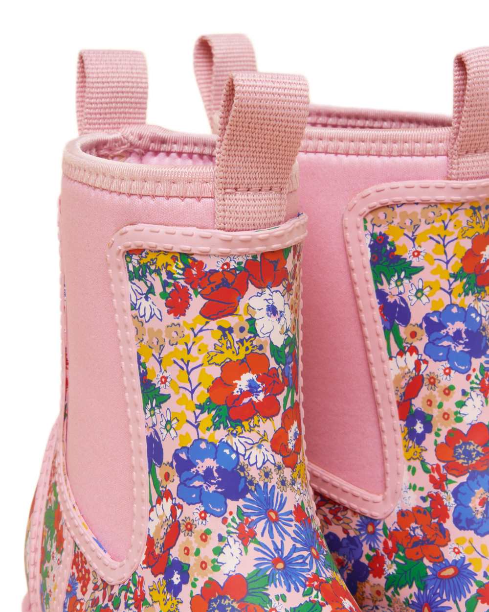 Ditsy Coloured Joules Womens Oakfield Short Neoprene Lined Wellies on white background 