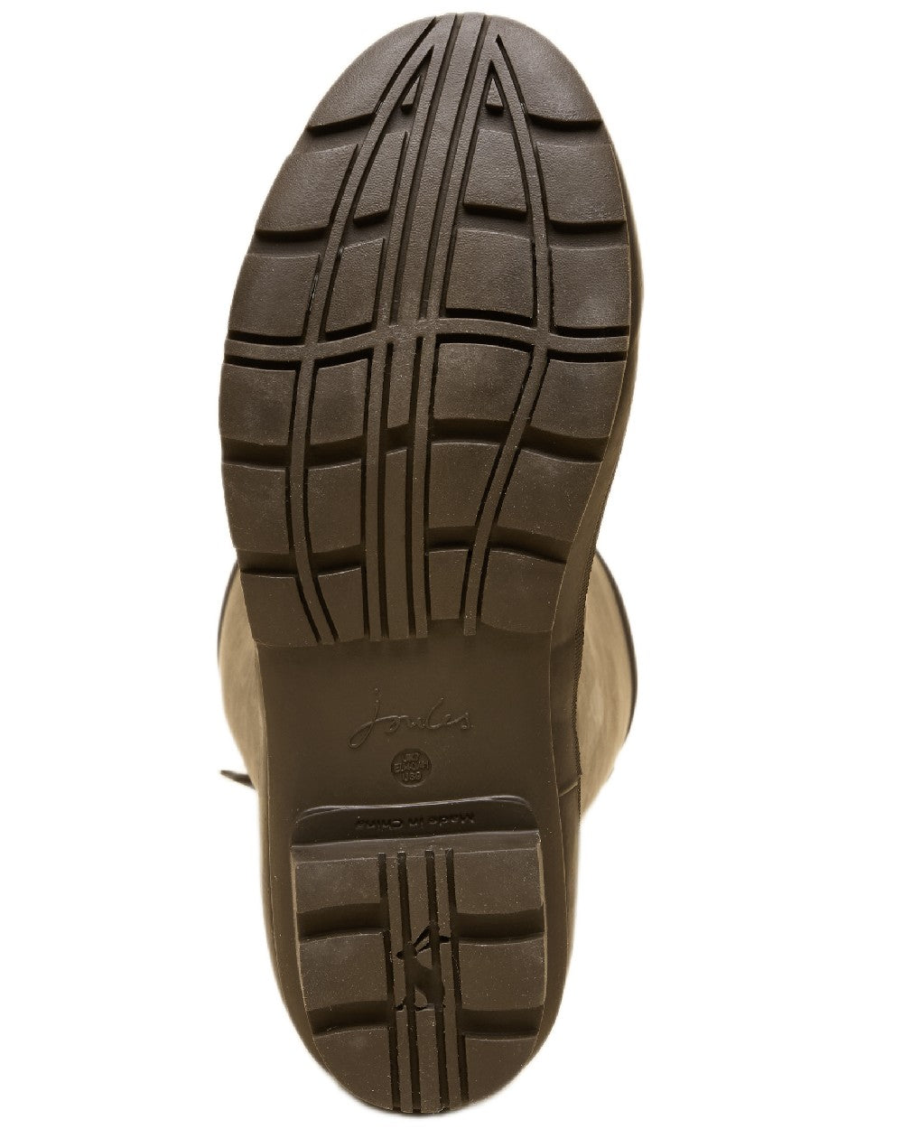 Brown Coloured Joules Womens Printed Wellingtons on white background 