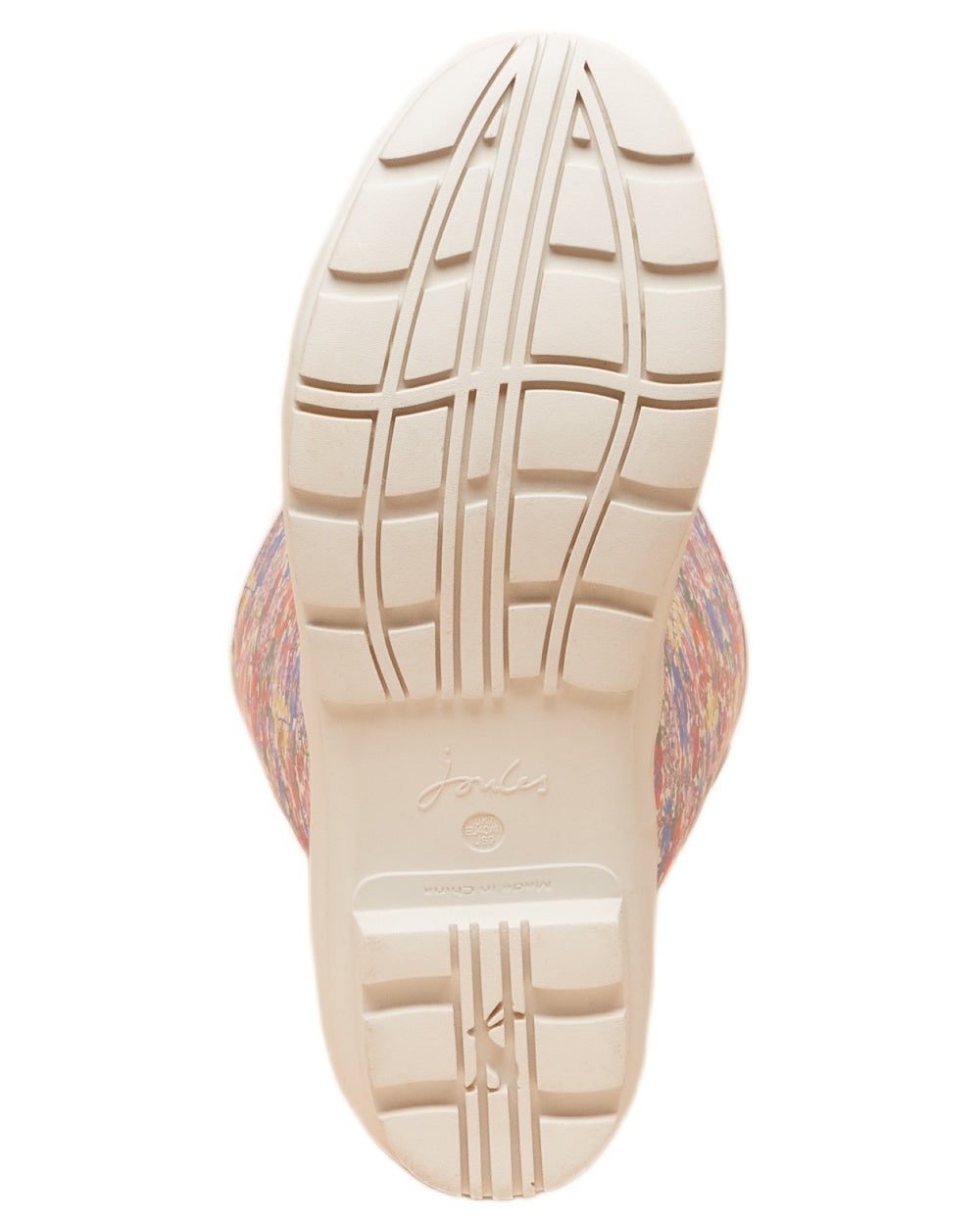 White Ditsy Coloured Joules Womens Printed Wellingtons on white background 