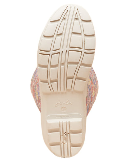 White Ditsy Coloured Joules Womens Printed Wellingtons on white background 