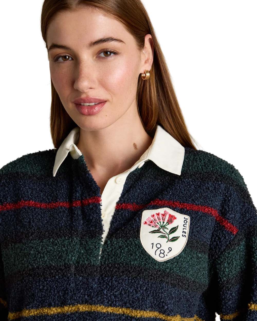 Navy Coloured Joules Womens Rugby Fleece Jacket on white background 