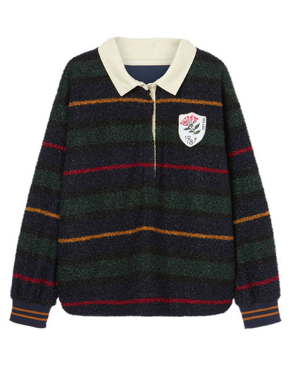 Navy Coloured Joules Womens Rugby Fleece Jacket on white background 