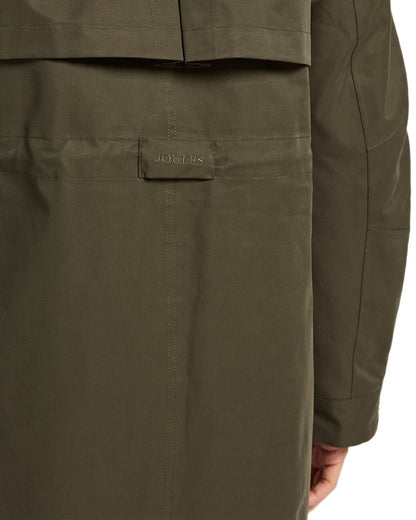 Rosemary Green Coloured Joules Womens Warmwell Waterproof Fleece Lined Raincoat on white background 