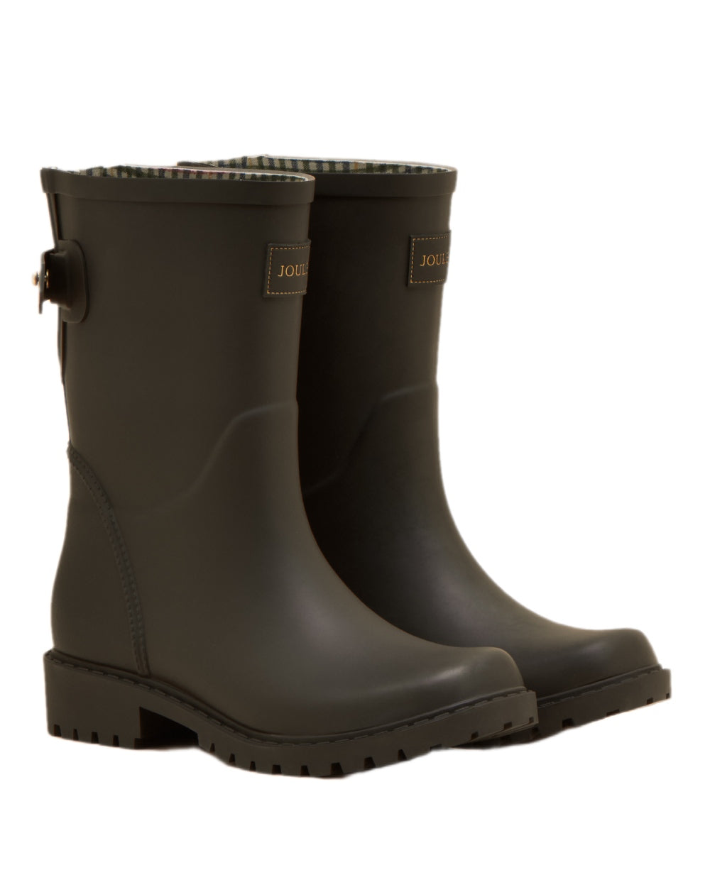 Brown Coloured Joules Womens Wistow Adjustable Mid Calf Wellies on white background 