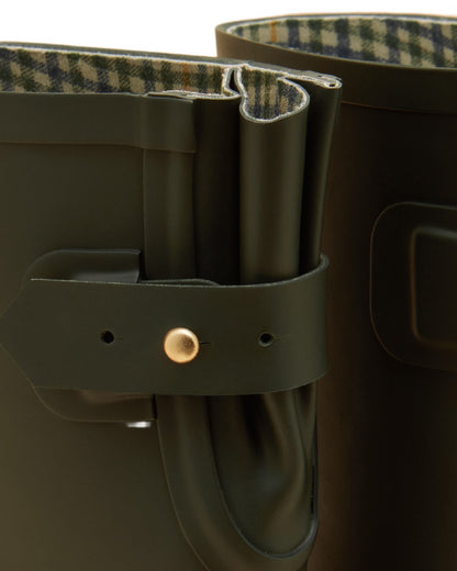 Green Coloured Joules Womens Wistow Adjustable Mid Calf Wellies on white background 