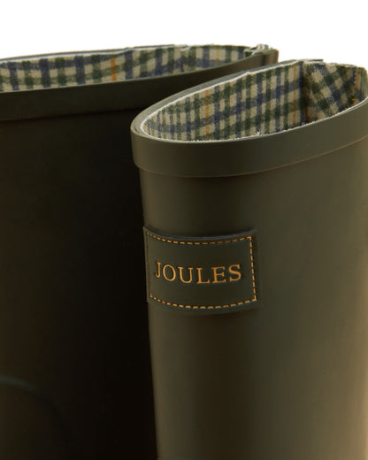 Green Coloured Joules Womens Wistow Adjustable Mid Calf Wellies on white background 