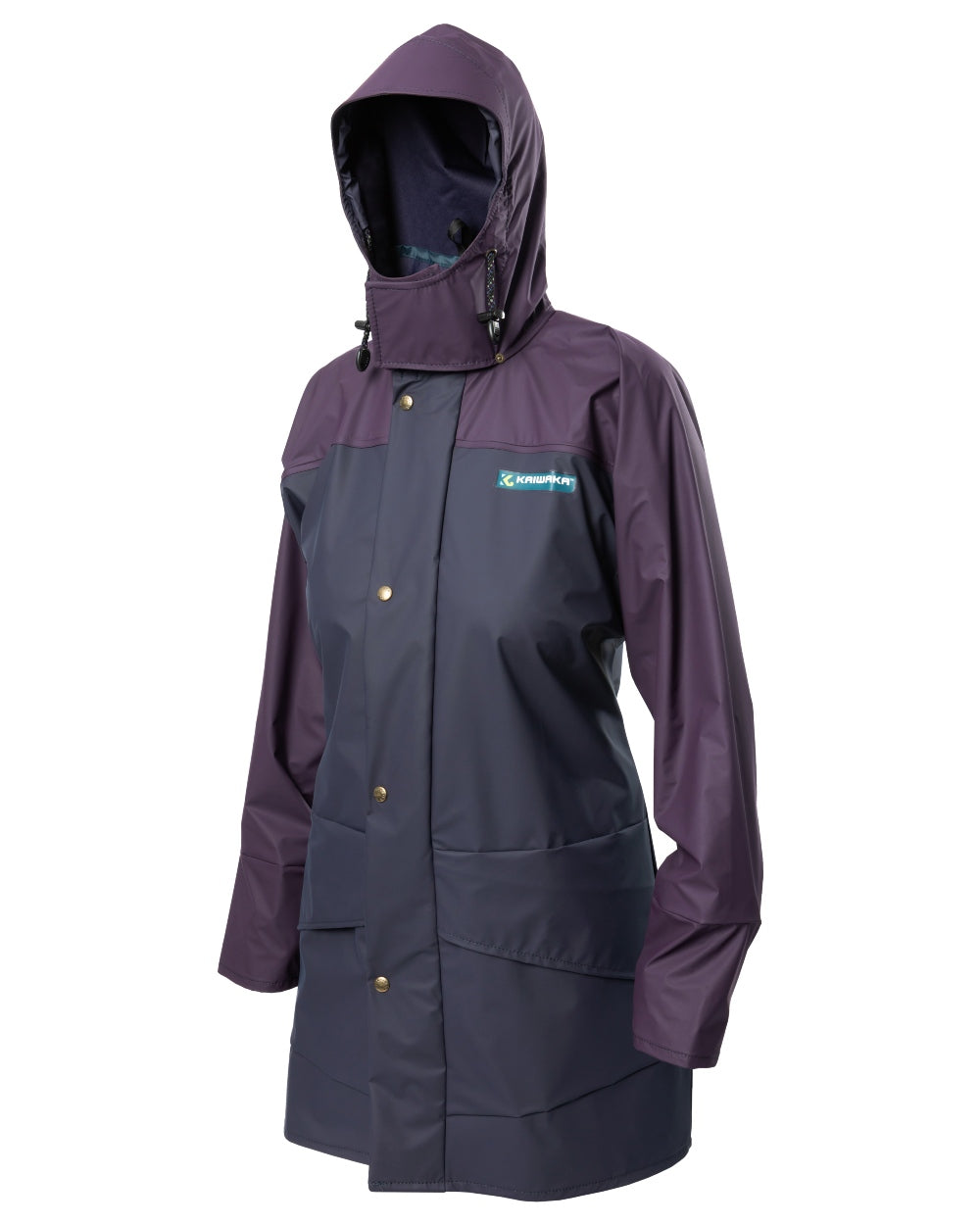 Navy coloured Kaiwaka Agtex Lady of the Land Parka on white background 