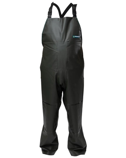 Green coloured Kaiwaka Mens Dairytex Bib Overtrousers on white background 