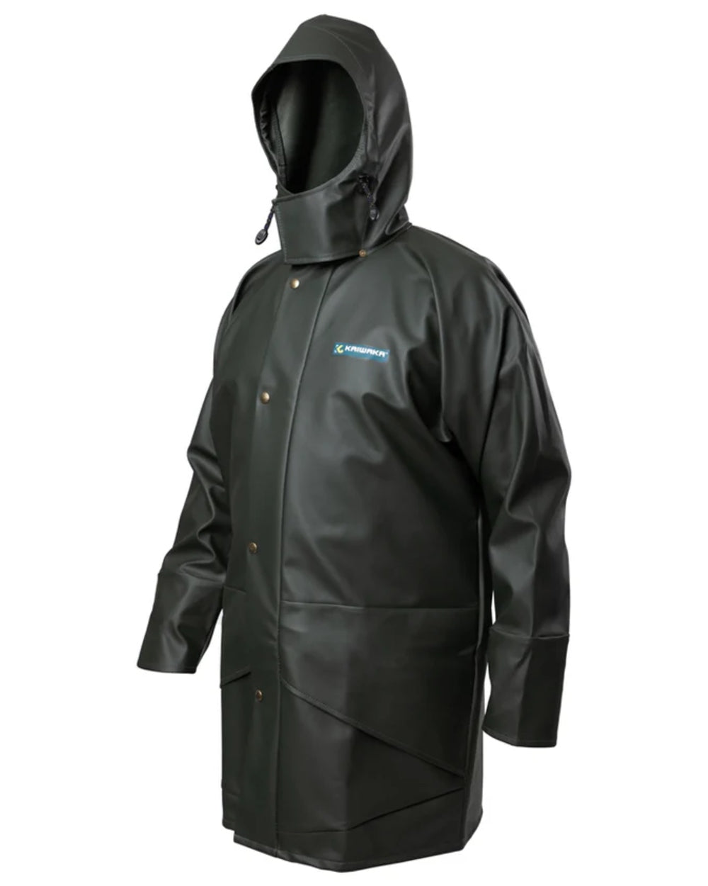 Green coloured Kaiwaka Mens Dairytex Parka on white background 