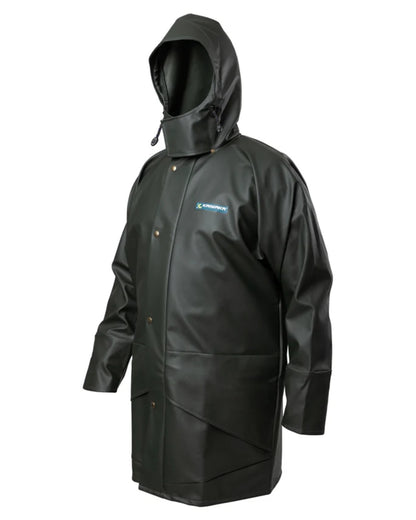 Green coloured Kaiwaka Mens Dairytex Parka on white background 