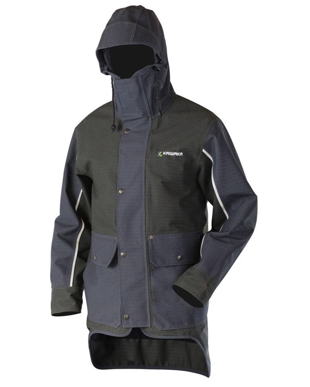 Olive coloured Kaiwaka Mens Stormforce Winter Jacket on white background 