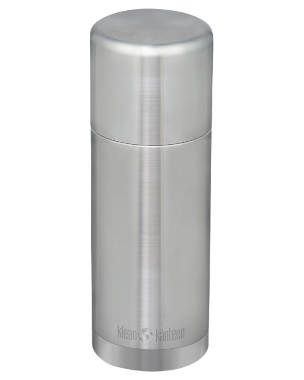 Brushed Stainless coloured Klean Kanteen Insulated TKPro Flask on white background 