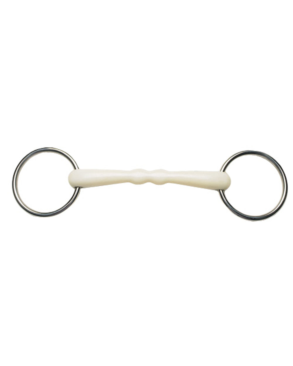Ivory coloured Korsteel Flexi Loose Ring Mullen Mouth Snaffle Bit on white background 