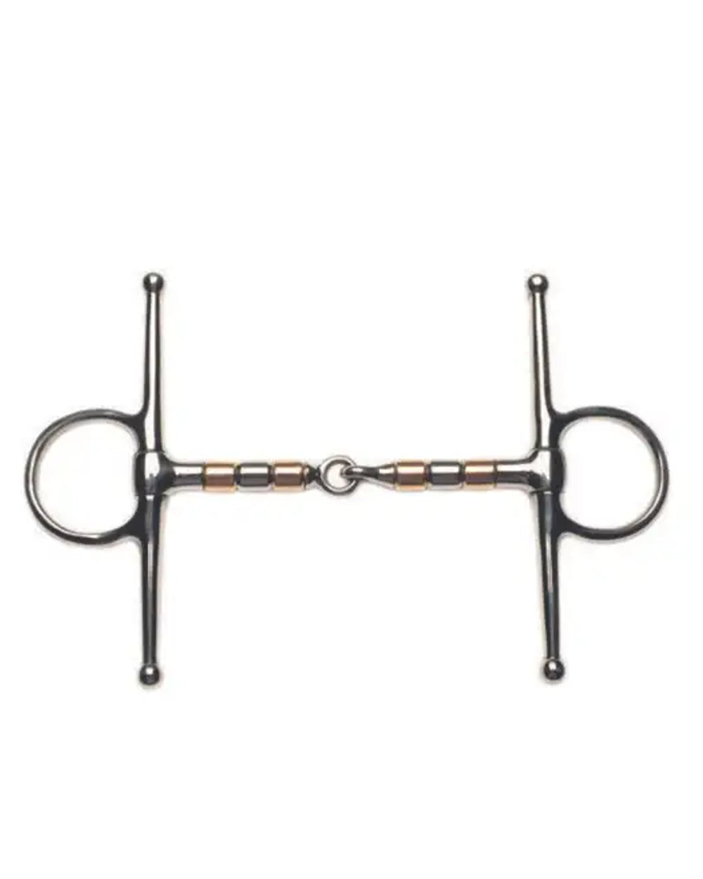 One Colour coloured Korsteel Stainless Steel Copper &amp; Steel Rollers Full Cheek Snaffle Bit on white background
