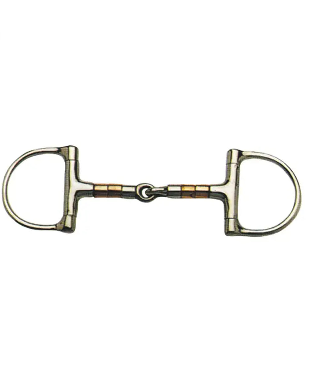 Korsteel Stainless Steel Copper &amp; Steel Rollers Jointed Dee Ring Snaffle Bit on white background